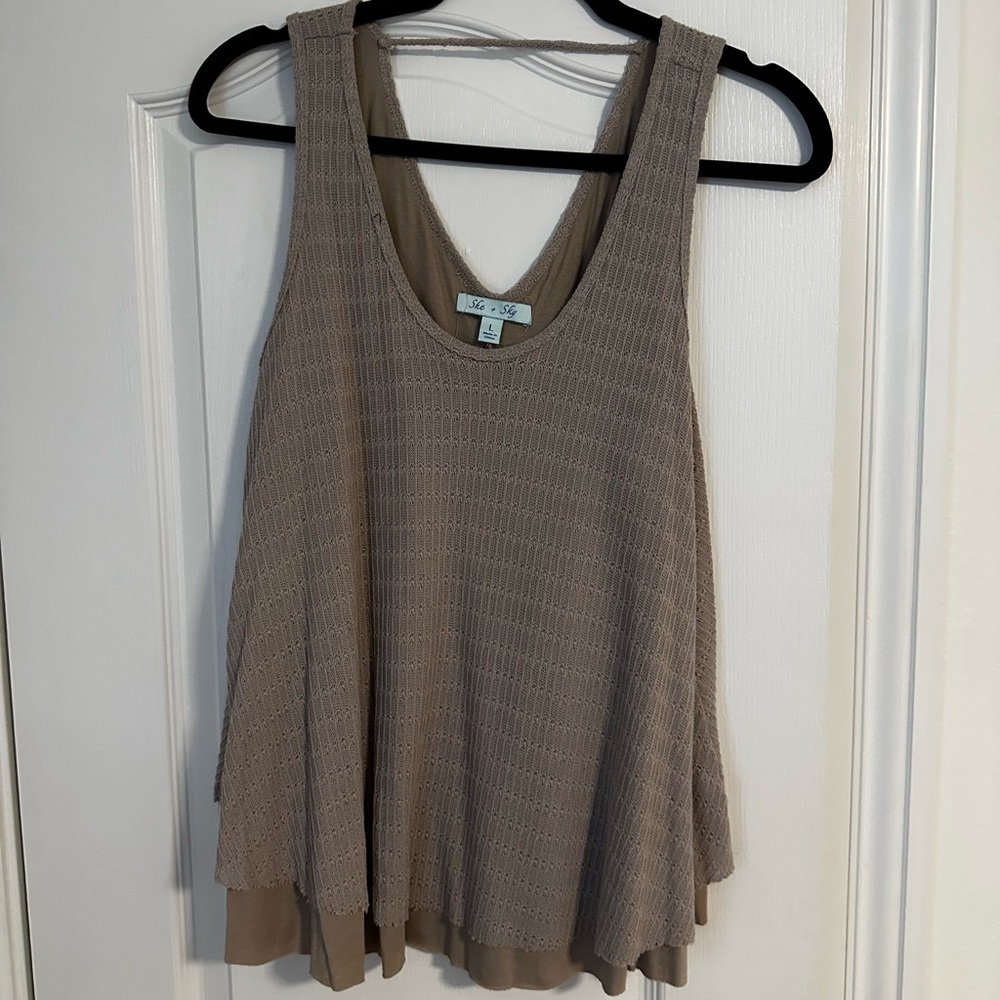 Women's Beige Sleeveless Top